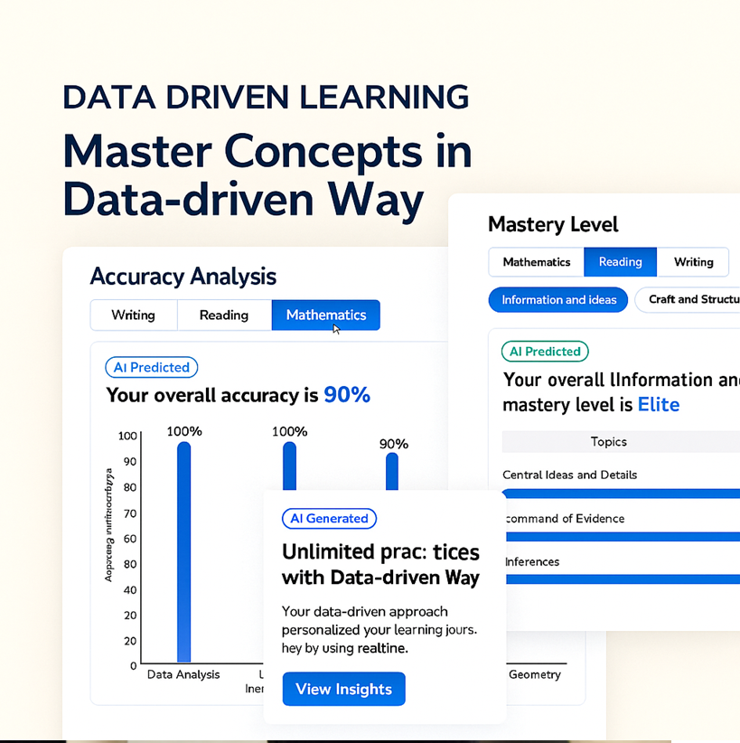 Self-paced SAT test prep with AI tutor support, mastery tracking, and adaptive practice tests.
